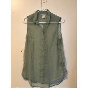 H&M Tops - Light sage green button up sheer and sleeveless H&M Tops - Light sage green button up sheer and sleeveless
